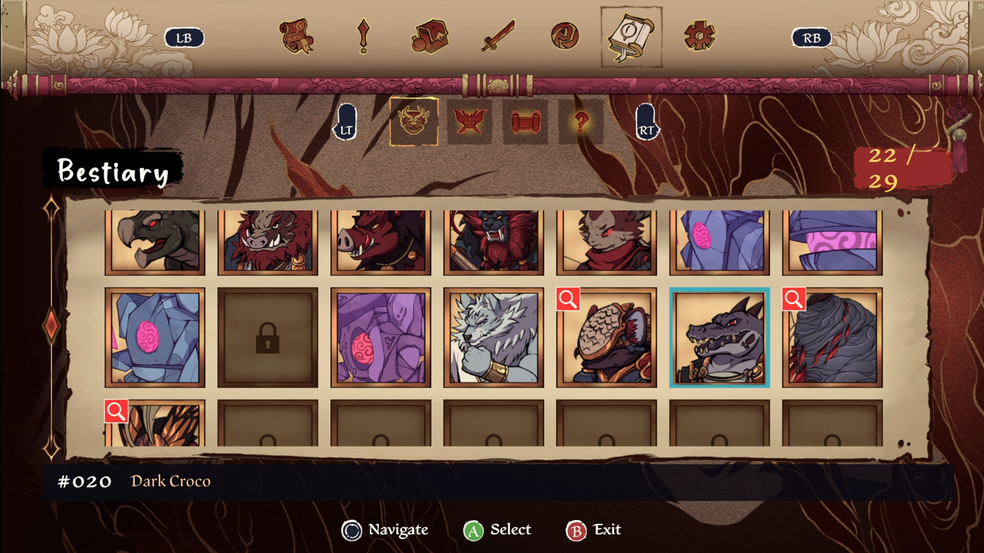 The in-game bestiary of yokai